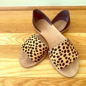 Leopard Print Calf Hair Flats - Size 8.5